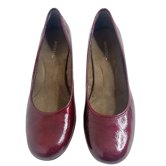 Aerosoles Wise Guy Red Patent Leather Pumps Heels Cherry Red Burgundy Size 8.5 - Picture 3 of 10